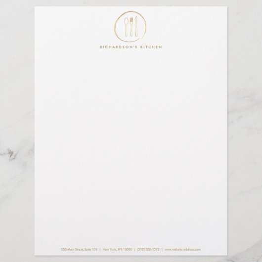 GOLDEN FORK SPOON KNIFE SKETCH LOGO voor catering Custom Briefhoofd (Voorkant)