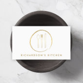 GOLDEN FORK SPOON KNIFE SKETCH LOGO voor catering Visitekaartje