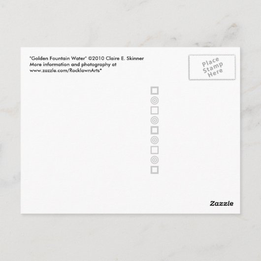 Golden Fountain Water Briefkaart (Achterkant)