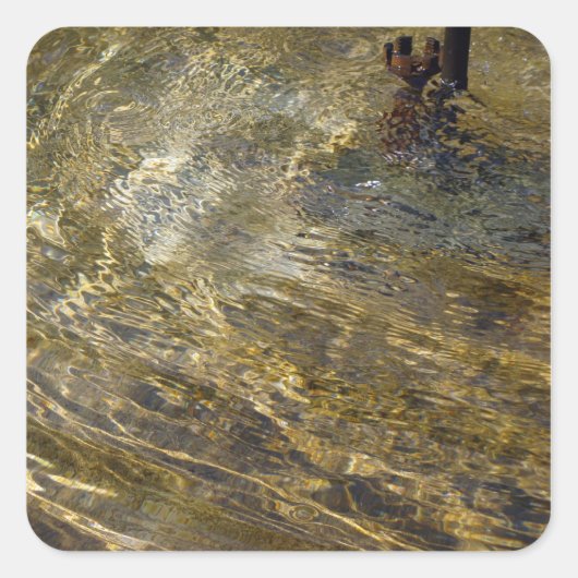 Golden Fountain Water Vierkante Sticker (Voorkant)