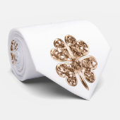 Golden Four Leaf Clover Stylish Gold en White Stropdas (Opgerold)