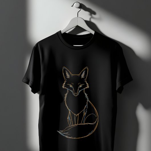 Golden Fox Line Art – Elegant Dierendesign T-shirt