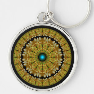 Golden fractal bright ornament mandala sleutelhanger