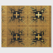 Golden Fractal Crosses Cadeaupapier (Vlak)