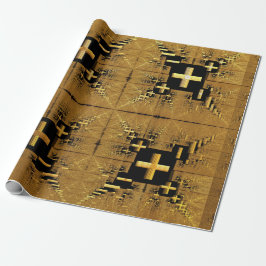 Golden Fractal Crosses Cadeaupapier