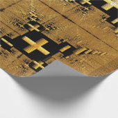Golden Fractal Crosses Cadeaupapier (Hoek)