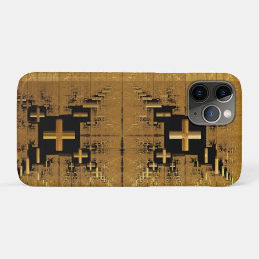 Golden Fractal Crosses Case-Mate iPhone Case (Achterkant (horizontaal))