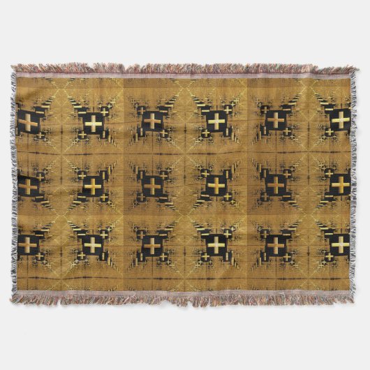 Golden Fractal Crosses Deken (Voorkant)