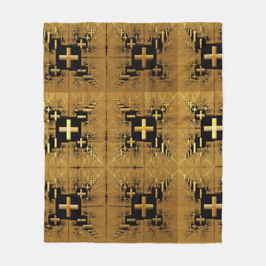 Golden Fractal Crosses Fleece Deken (Voorkant)