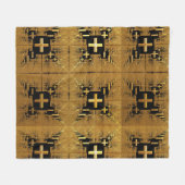 Golden Fractal Crosses Fleece Deken (Voorkant (Horizontaal))