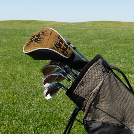 Golden Fractal Crosses Golfheadcover (Insitu)