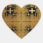 Golden Fractal Crosses Hart Sticker (Voorkant)