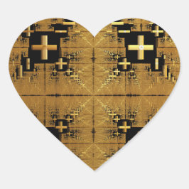 Golden Fractal Crosses Hart Sticker