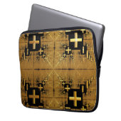 Golden Fractal Crosses Laptop Sleeve (Voorkant Links)