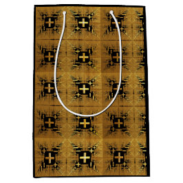 Golden Fractal Crosses Medium Cadeauzakje