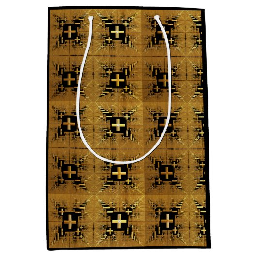 Golden Fractal Crosses Medium Cadeauzakje (Voorkant)