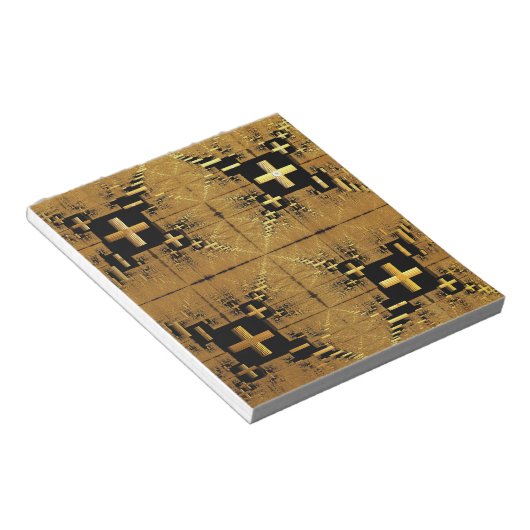 Golden Fractal Crosses Notitieblok (Schuin)