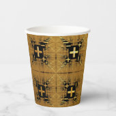 Golden Fractal Crosses Papieren Bekers (Voorkant)