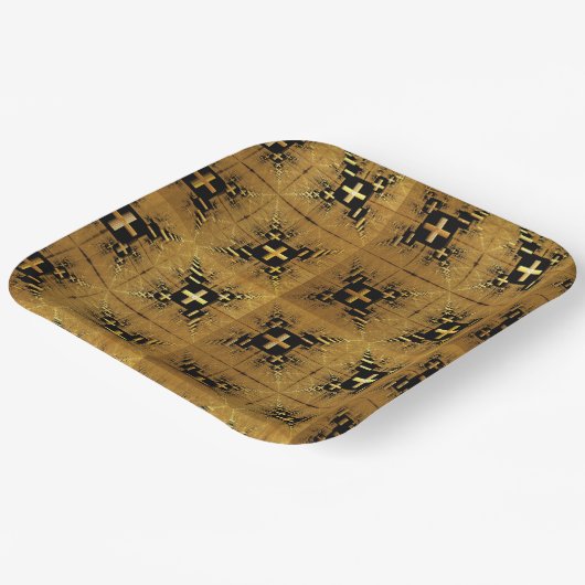 Golden Fractal Crosses Papieren Bordje (Gebogen)