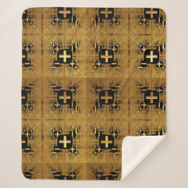 Golden Fractal Crosses Sherpa Deken