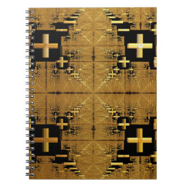 Golden Fractal Crosses spiraalvormig Notitieboek