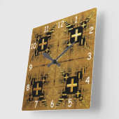 Golden Fractal Crosses Vierkante Klok (Hoek)