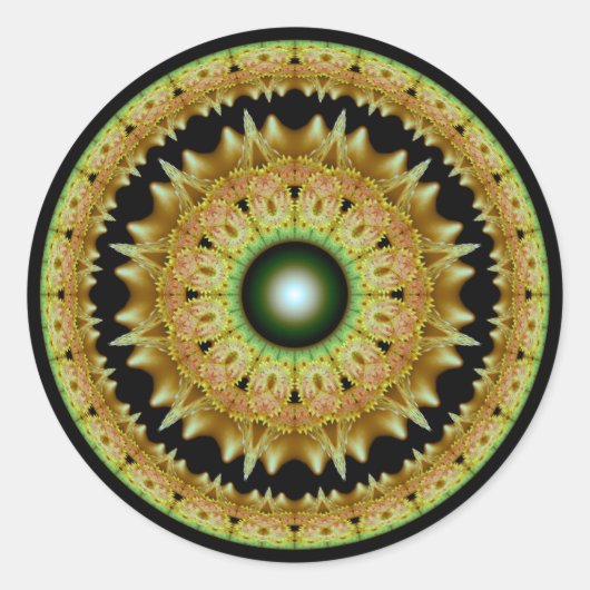 Golden fractal ronde mandala sticker (Voorkant)