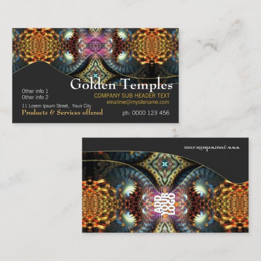 Golden Fractal Temple Art Visitekaartje (Voorkant / Achterkant)