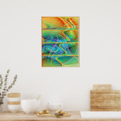 Golden Fractal Wave Poster (Keuken)