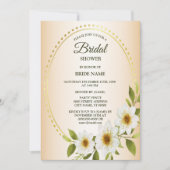 Golden Frame White Floral Peach Bridal Shower Kaart (Voorkant)
