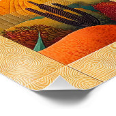 Golden Framed Desert Art Grid - Kleurrijke geometr Perfect Poster (Hoek)