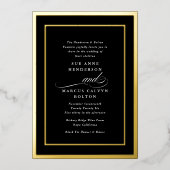 Golden Framed | Elegante formele kalligrafie bruil Folie Uitnodiging (Voorkant)