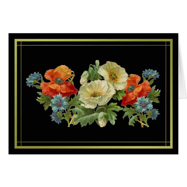 Golden Framed Poppy en Cornflowers Blank Art (Voorkant Horizontaal)