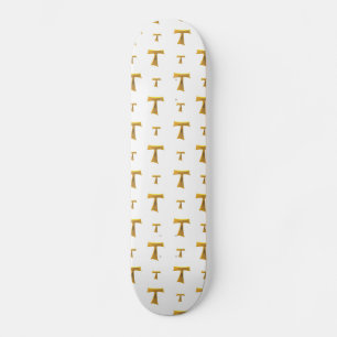 Golden Franciscan Tau Cross Skateboard
