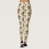 Golden French Fleur de Lis Pattern Leggings (Achterkant)