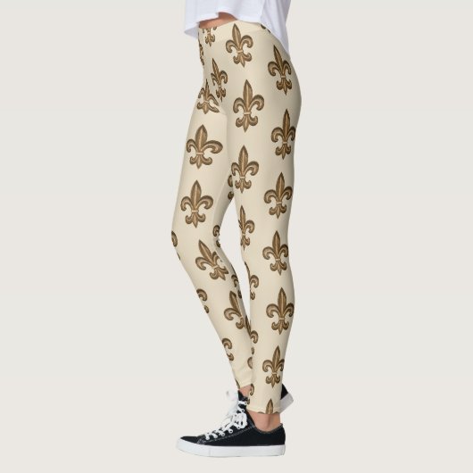 Golden French Fleur de Lis Pattern Leggings (Links)