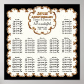 Golden French Swirl 50th Reception Seating Chart Poster (Voorkant)