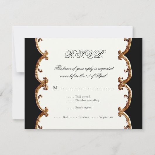 Golden French Swirl RSVP Response 50th Jubileum (Voorkant)