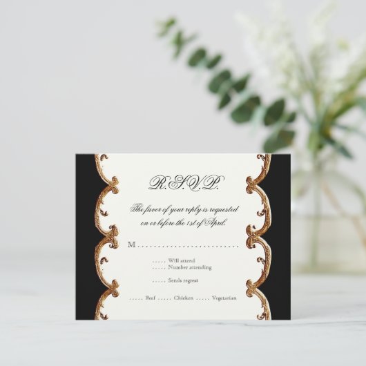 Golden French Swirl RSVP Response 50th Jubileum (Staand voorkant)