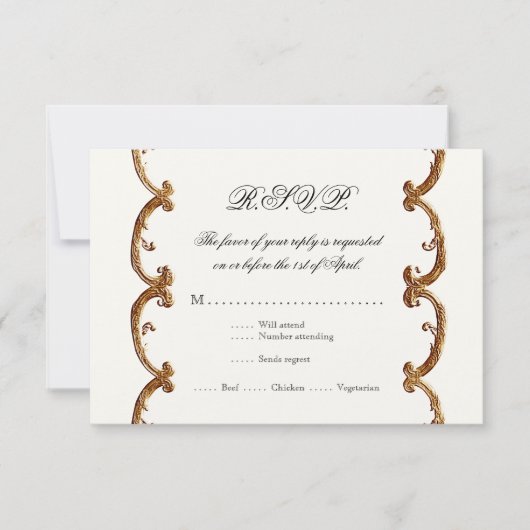 Golden French Swirl RSVP Response 50th Jubileum (Voorkant)