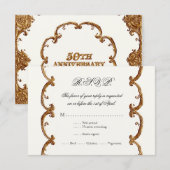 Golden French Swirl RSVP Response 50th Jubileum (Voorkant / Achterkant)