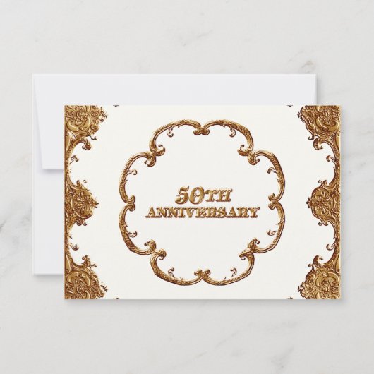 Golden French Swirl RSVP Response 50th Jubileum (Achterkant)