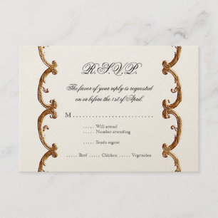 Golden French Swirl RSVP Response 50th Jubileum Kaartje