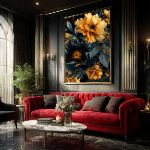 Golden Fringed Waterverf Bloeit Poster