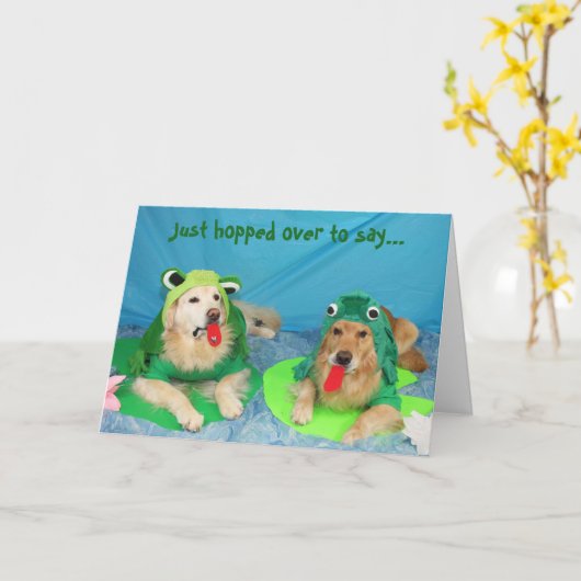 Golden Frog Birthday Kaart (Gele Bloem)