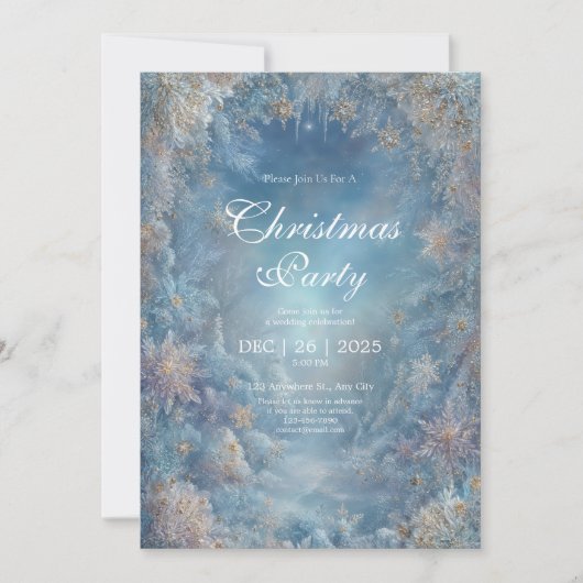 Golden Frost Winter Bloemen Huwelijksuitnodiging Kaart (Voorkant)