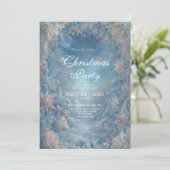 Golden Frost Winter Bloemen Huwelijksuitnodiging Kaart (Staand voorkant)