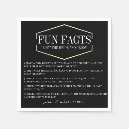 Golden Fun Facts Gepersonaliseerde papieren servet (Voorkant)
