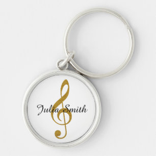 Golden G-Clef Musical Note gepersonaliseerd Sleutelhanger