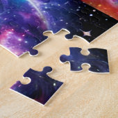Golden galactisch paars blauw neonsteruniversum legpuzzel (Zijkant)